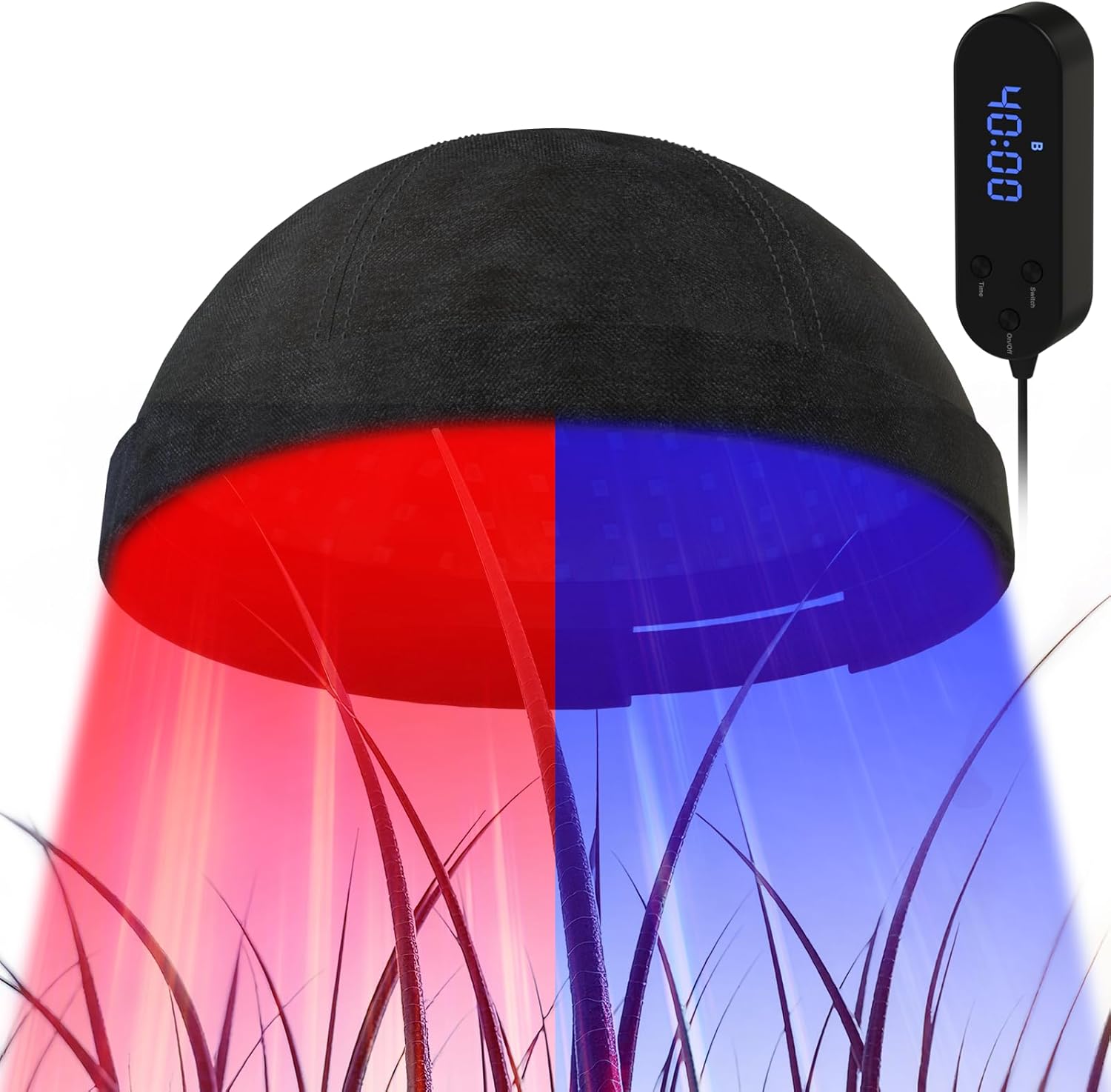 IKeener Casque Laser Anti Chute Cheveux, FDA Approuvée 236 Diodes Lumière Rouge et Bleue Luminothérapie pour la Croissance et la Repousse des Cheveux, pour Femmes et Hommes, 5-60 Min Réglable