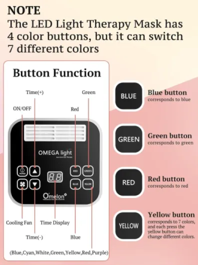 Masque LED Visage Luminothérapie: 7 Couleurs Masque Facial LED Pour Anti-Âge Les Soins de La Peau
