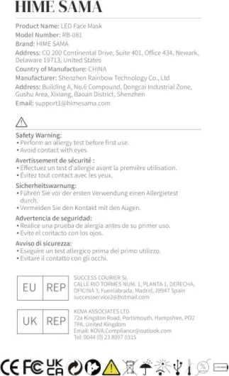 7 Color LED Mask, Masque de beauté photonique à lumière rouge et bleue pour le visage et le cou, anti-âge, anti-rides, raffermissant la peau A-021