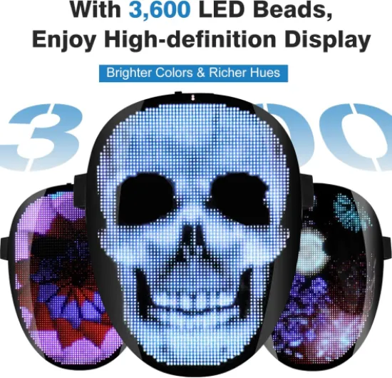Masque LED Lumineux, Masque LED Rechargeable Avec Modes De Transformation Du Visage Par Détection De Gestes, Avec Différentes Images, Adapté Pour Le Costume Masques Cosplay Halloween SL019