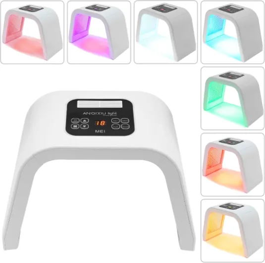 Masque Facial LED 7 Couleurs Livré avec Lunettes - 7 Fonctions Réglables - Machine de Rajeunissement de La Peau Du Visage