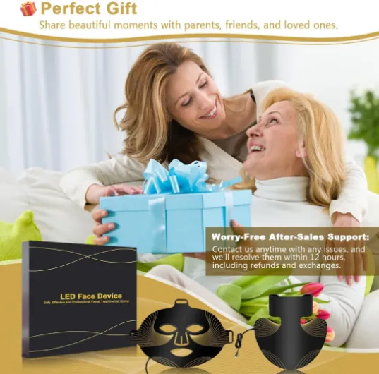 Masque LED pour Luminothérapie Visage et Cou, Masque à Lumière Rouge Infrarouge avec 180 Perles, 1440 Puces, Led Visage Lumineux Réglable 470-850 nm Flexible en Silicone