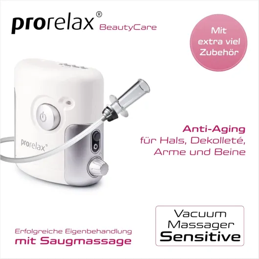 Prorelax Appareil de massage à vide SENSITIVE - Anti-cellulite - Massage électrique par ventouses - 3 ventouses de tailles différentes - Force d'aspiration réglable