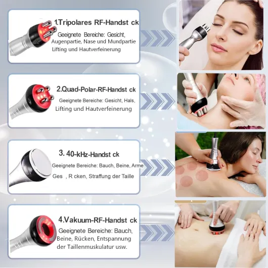 Lipocavitation 4 en 1 pour le corps Radiofréquence RF Appareil a cavitation Pour massage raffermissant