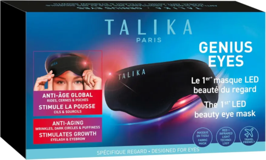 Genius Eyes, Masque LED Rouge et Infrarouge pour Contour des Yeux, 26 LEDs, 3 Minutes par Jour