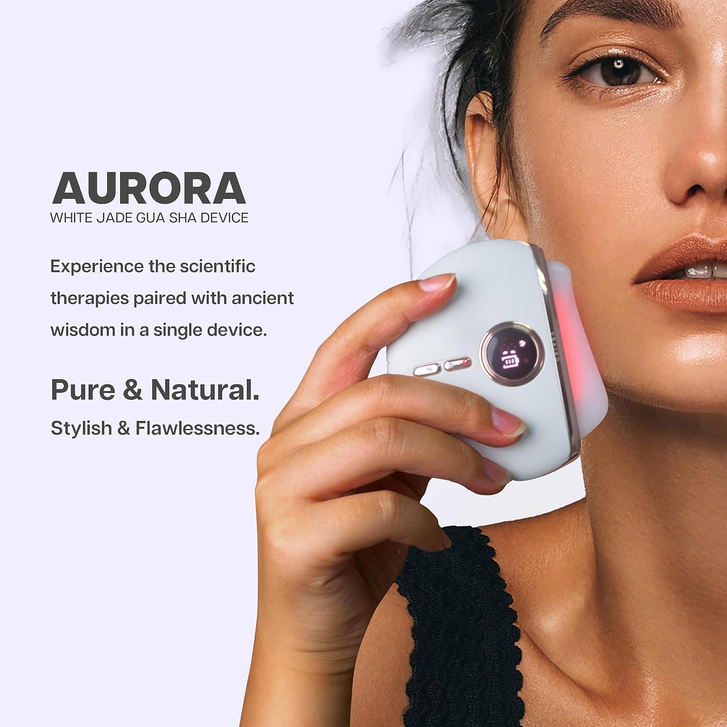 Outils Visage Gua Sha, Masseur Électrique Anti-Âge avec Chaleur & Vibration, Lifting Facial, Réduction des Rides et des Gonflements (AURORA)