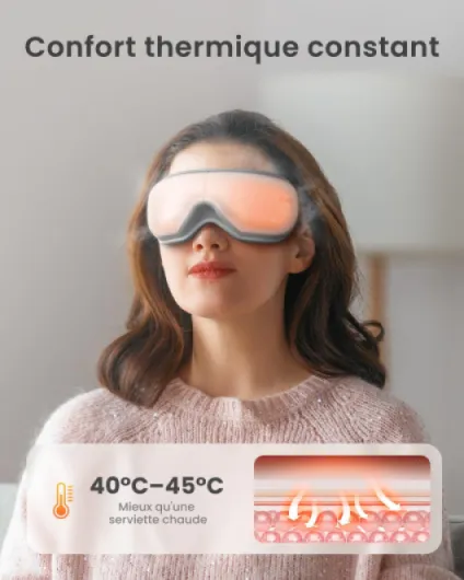 Eyeris 1 - Masseur Oculaire avec Télécommande et Chaleur, Vibration et Musique Bluetooth, Masque Massage Yeux pour le sommeil, les yeux secs, Cadeaux pour Femme et Homme Blanc