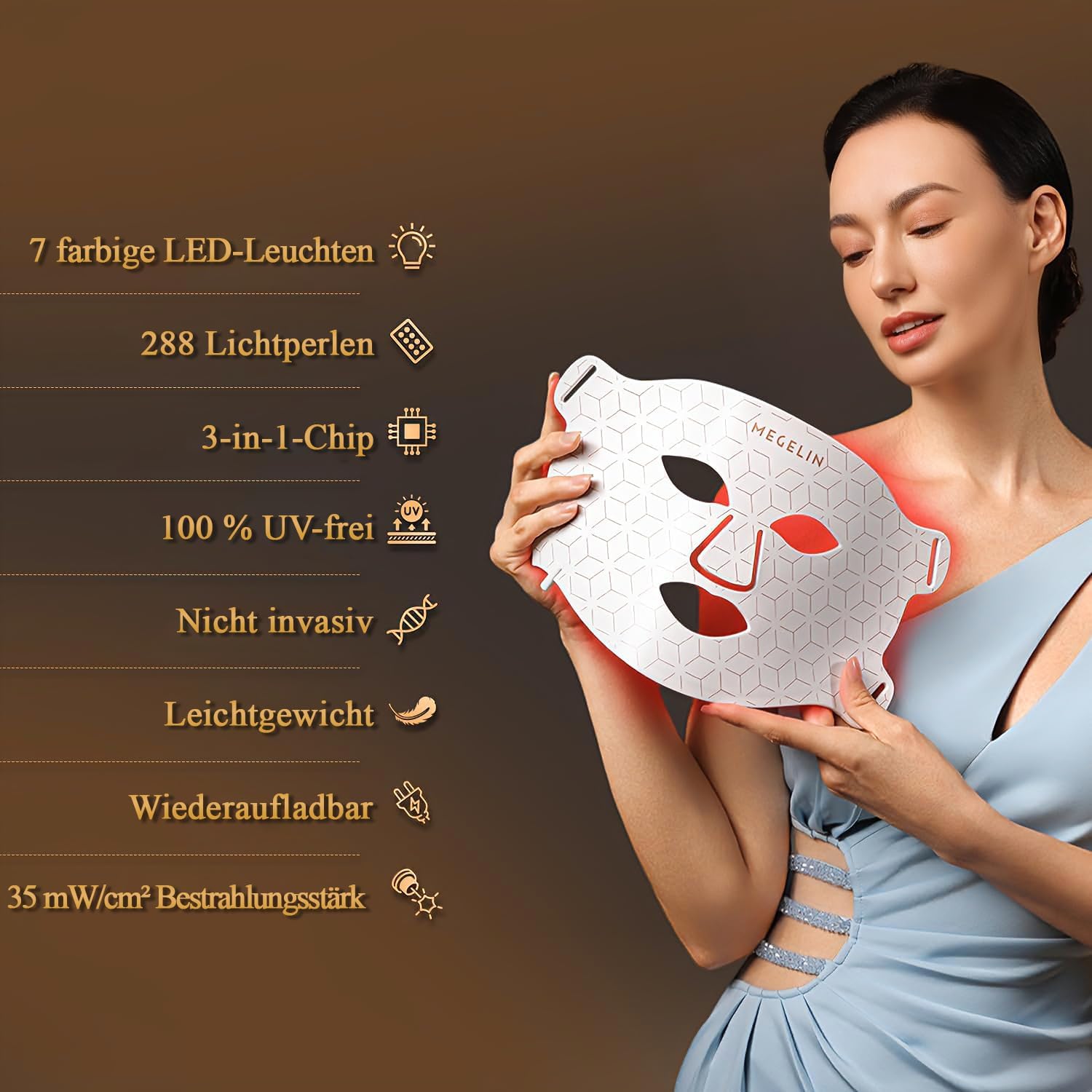 Masque de luminothérapie à LED 7 couleurs - Masque de luminothérapie pour le visage, réduction de l'acné, soin de la peau, anti-âge, réduit les rides, la peau lisse, Infrarouge Rechargeable Blanc