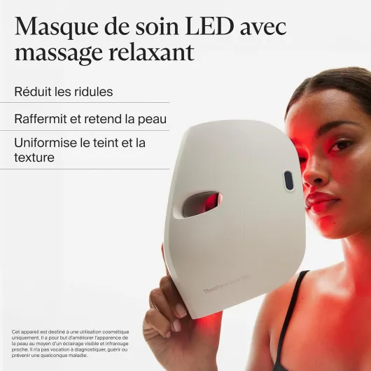 TheraFace Mask Glo - Masque LED sans Fil pour Les Soins de la Peau avec lumière Rouge, Bleue et Infrarouge et Massage apaisant du Cuir chevelu pour Une Peau radieuse et éclatante