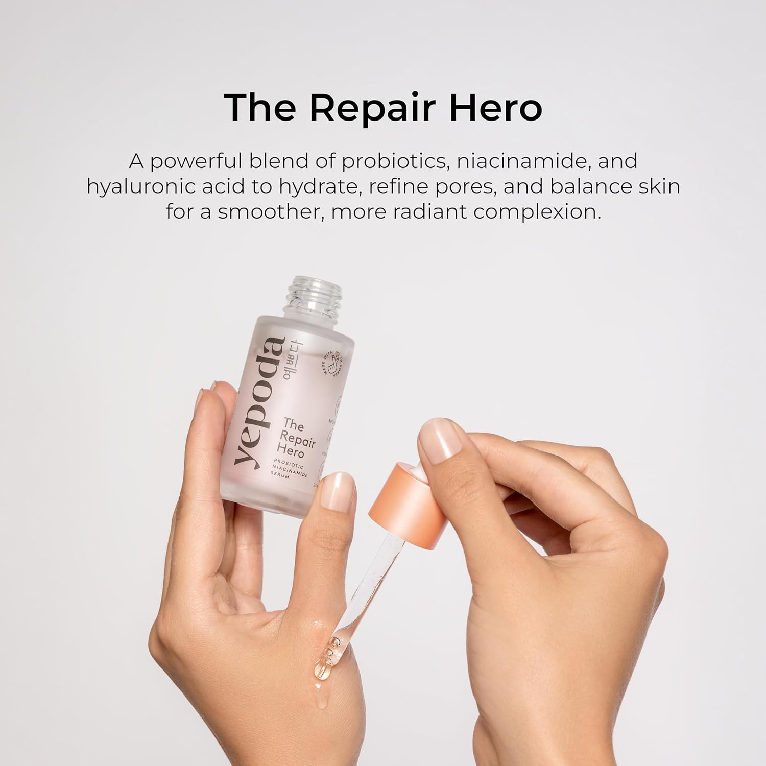 The Repair Hero, Sérum à la niacinamide et aux probiotiques, hydratant & équilibrant pour la peau, sérum coréen vegan anti-âge pour tous les types de peau, 30 ml 30 ml (Lot de 1)