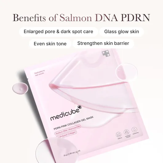 Duo Masques Hydrogel Éclat Pour un Teint Uniforme & un Éclat Radieux: Masque Gel Rose PDRN & Collagène de Saumon (Lot de 4) et Masque Gel Doré à l'Acide Kojique & Curcuma (Lot de 4)