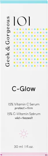 Geek & Gorgeous - C-Glow - Sérum à 15% de vitamine C + acide férulique & vitamine E, protège contre les dommages environnementaux, stimule le collagène & unifie le teint - tous les types de peau, Pack 15 ml (Lot de 2)