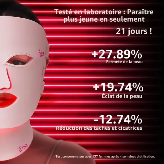 Masque LED pour le Visage, 630 nm et 830 nm, Masque en Silicone à Lumière Rouge, 396 puces, avec Minuterie 5/10/15/20, Adapté à tous les Types de Peau（Rose pâle） rose clair
